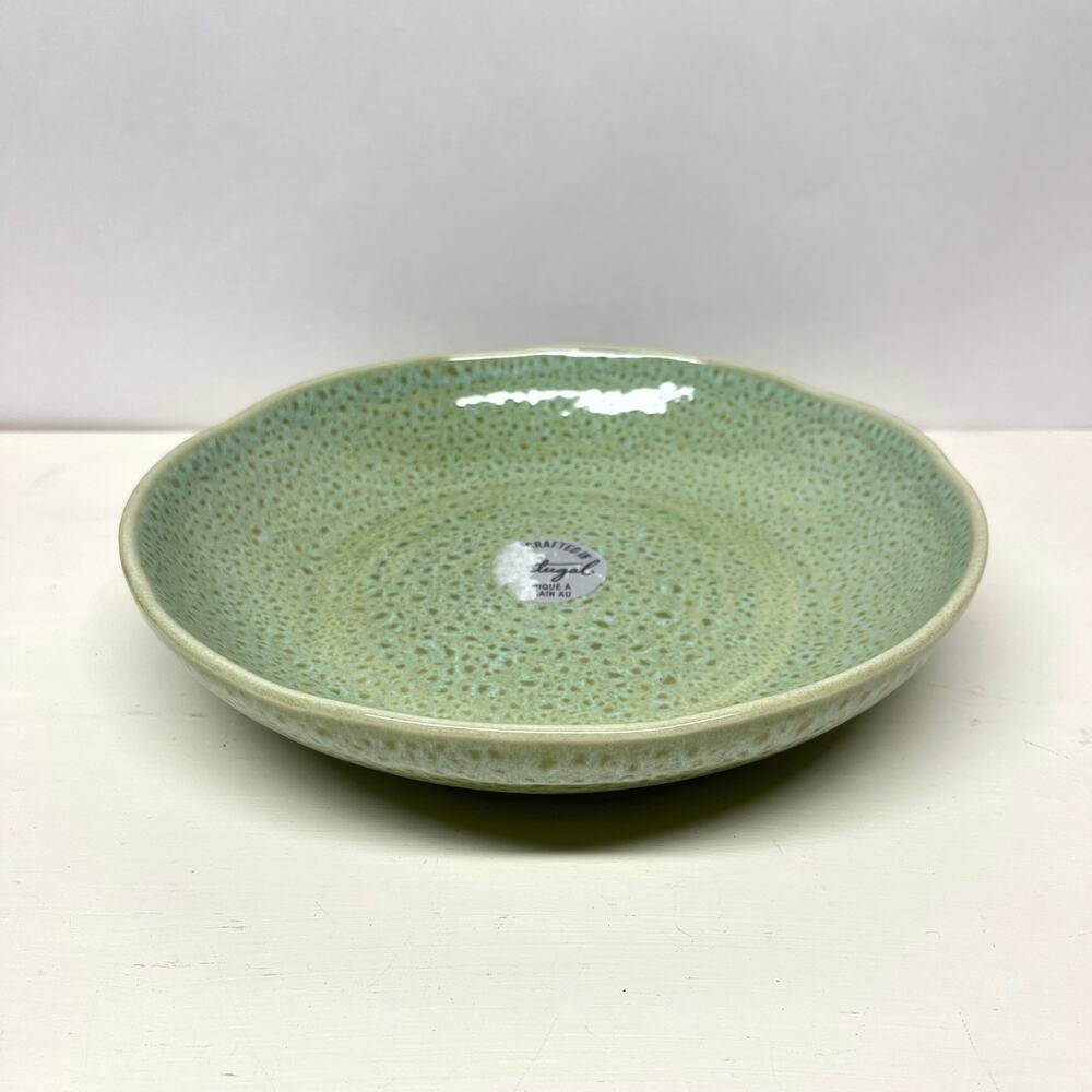 Fapor Shallow Serving Bowl Green Speckled Stoneware